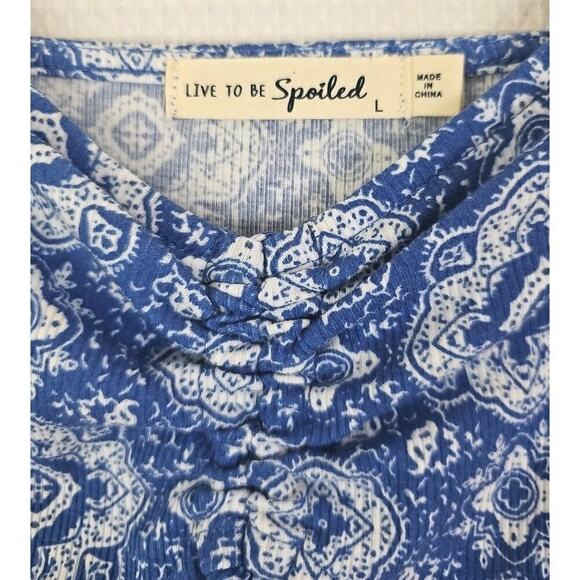 Live to Be Spoiled Kohl's ~Juniors Size L~ Blue Dedallion Mini Dress Unlined NWT - Picture 13 of 16